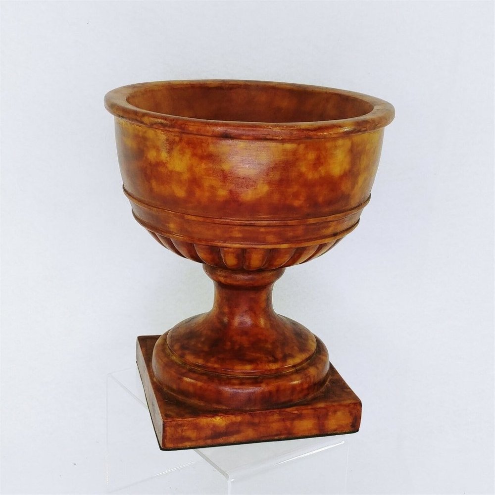 Planter Footed Stone-Look Resin Brown Tones Garden Decor Floral Decor 9" - Picture 2 of 8